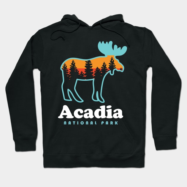 Acadia National Park Camping Bar Harbor Maine Moose Hoodie by PodDesignShop